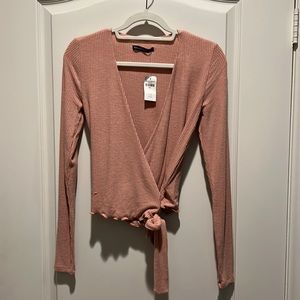Abercrombie & Fitch pink wrap sweater, size S